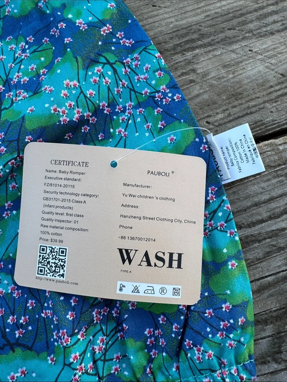 NWT Pauboli Japanese Kimono Cherry Blossom Romper size 70 (6-12M)